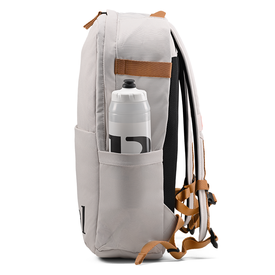 Ritual Covert hockey backpack white with water bottle holder, right side view