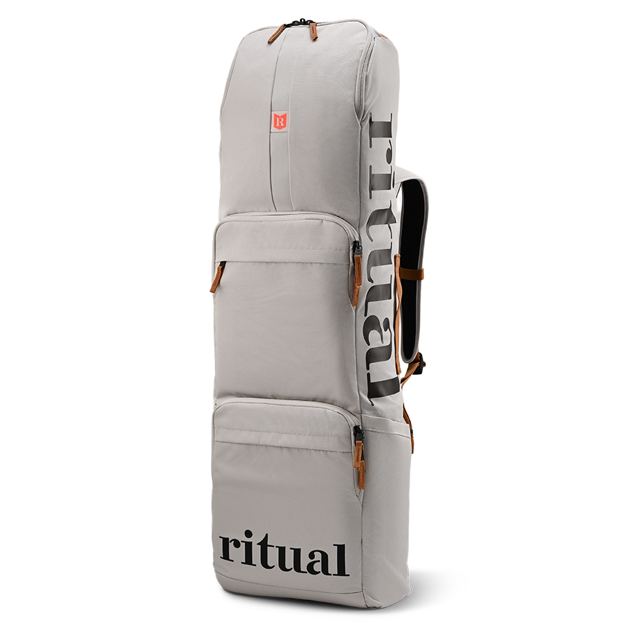 Ritual Mission combo hockey bag white with logo, front and right side