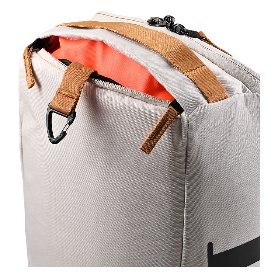 Ritual Tactic combo hockey bag white with brown straps and orange interior